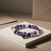 Heart Serenity Crystal Bracelet – Rose Quartz & Amethyst (Elastic Fit)