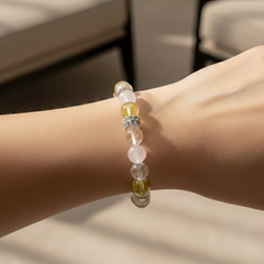 Ultimate Manifestation Crystal Bracelet - Clear Quartz, Rose Quartz, Citrine & Golden Rutilated Quartz (Elastic Fit)