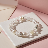 Intuitive Clarity Crystal Bracelet - Clear Quartz & Moonstone & Pearl (Elastic Fit)