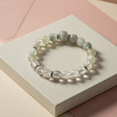 Serenity & Flow Crystal Bracelet - Clear Quartz, Moonstone & Aquamarine (Elastic Fit)