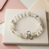 Love & Inner Growth Crystal Bracelet - Rose Quartz, Clear Quartz, Moonstone & Pearl (Elastic Fit)