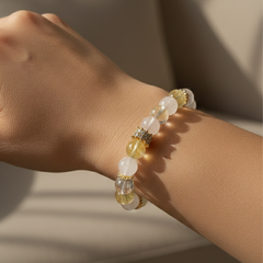 Love & Abundance Harmony Crystal Bracelet - Clear Quartz, Rose Quartz & Citrine (Elastic Fit)