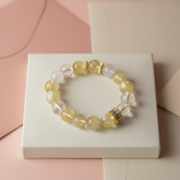 Love & Abundance Harmony Crystal Bracelet - Clear Quartz, Rose Quartz & Citrine (Elastic Fit)