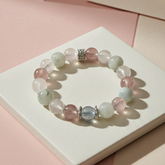 Heart Communication Crystal Bracelet - Rose Quartz, Strawberry Quartz & Aquamarine (Elastic Fit)