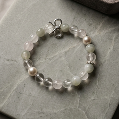 Love & Inner Growth Crystal Bracelet - Rose Quartz, Clear Quartz, Moonstone & Pearl (Elastic Fit)