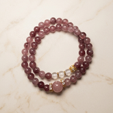 Clarity & Joy Crystal Bracelet – Clear Quartz & Strawberry Quartz (Elastic Fit)