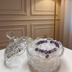 Heart Serenity Crystal Bracelet – Rose Quartz & Amethyst (Elastic Fit)