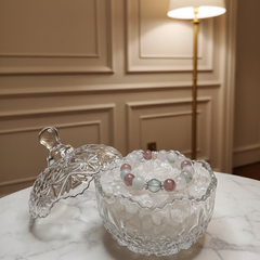 Heart Communication Crystal Bracelet - Rose Quartz, Strawberry Quartz & Aquamarine (Elastic Fit)